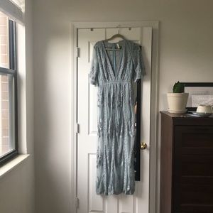 Blue lace maxi romper size S